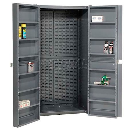 Global Industrial Bin Cabinet W/ Shelving in Doors, 38 in W, 72 in H, 24 in D 662142A